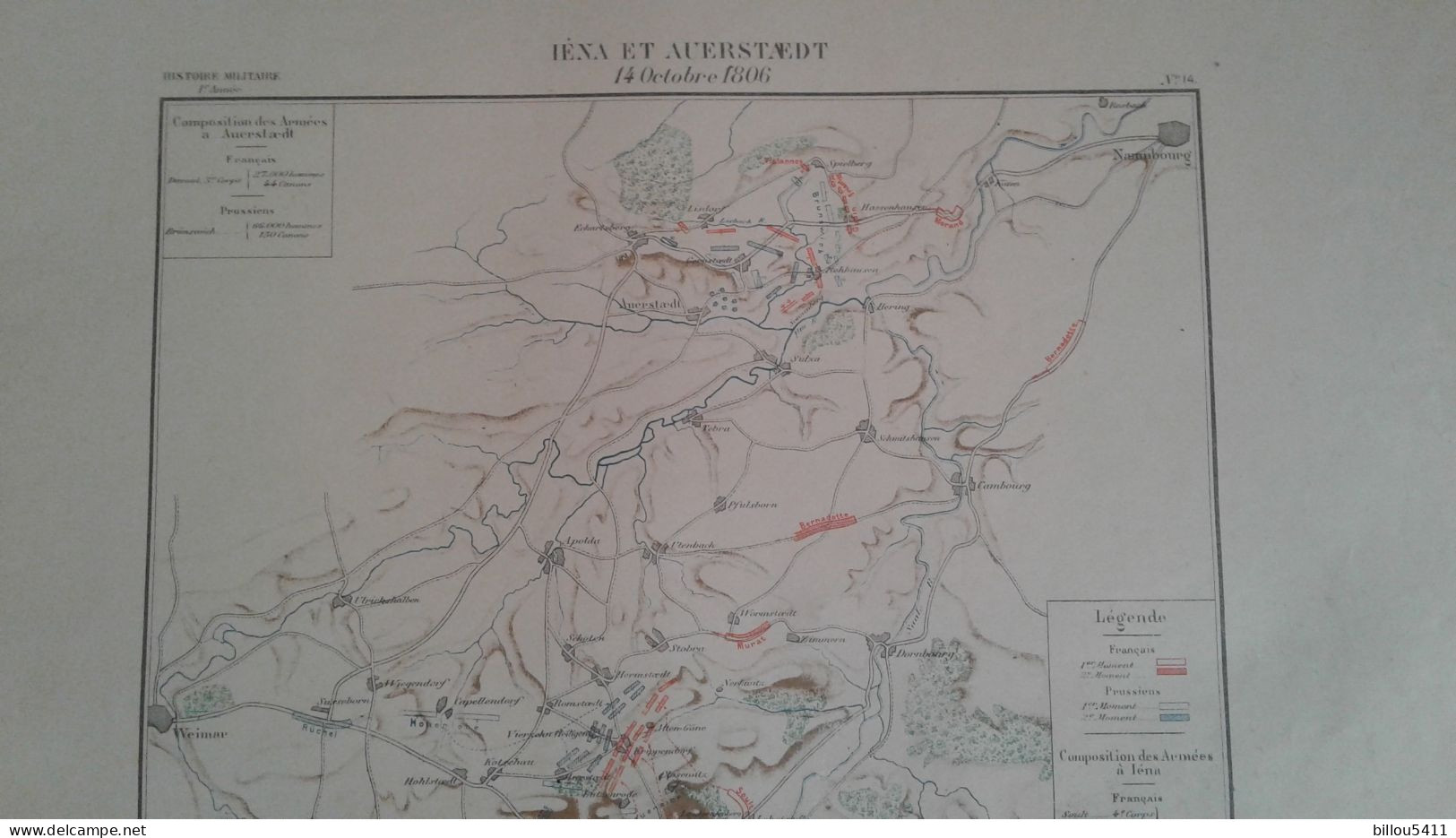 Carte  Histoire Militaire à Iéna Et Auerstaedt En 1806 " Armées Fraiçaise Et Prussienne  Ech :1/100.000 - Carte Topografiche