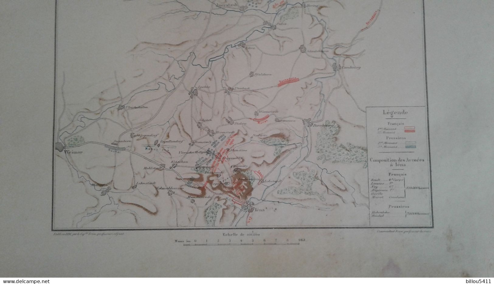 Carte  Histoire Militaire à Iéna Et Auerstaedt En 1806 " Armées Fraiçaise Et Prussienne  Ech :1/100.000 - Cartes Topographiques