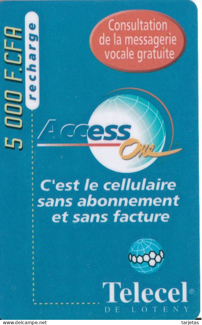 TARJETA DE COSTA DE MARFIL DE TELECEL DE 5000 FCFA SIN ACTIVAR - Ivory Coast