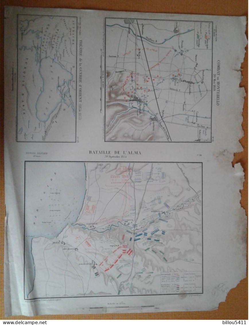 Carte  Histoire Militaire.Combat De MONTEBELLO; Bataille De L'ALMA ;Théatre De La Guerre D'ORIENT - Cartes Topographiques