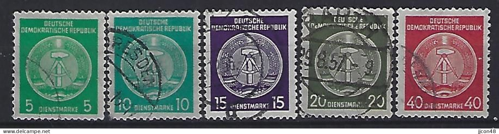 Germany (DDR) 1956 Dienstmarken B (o) Mi.29-33x (Type 2+4 /13x12.5) - Afgestempeld