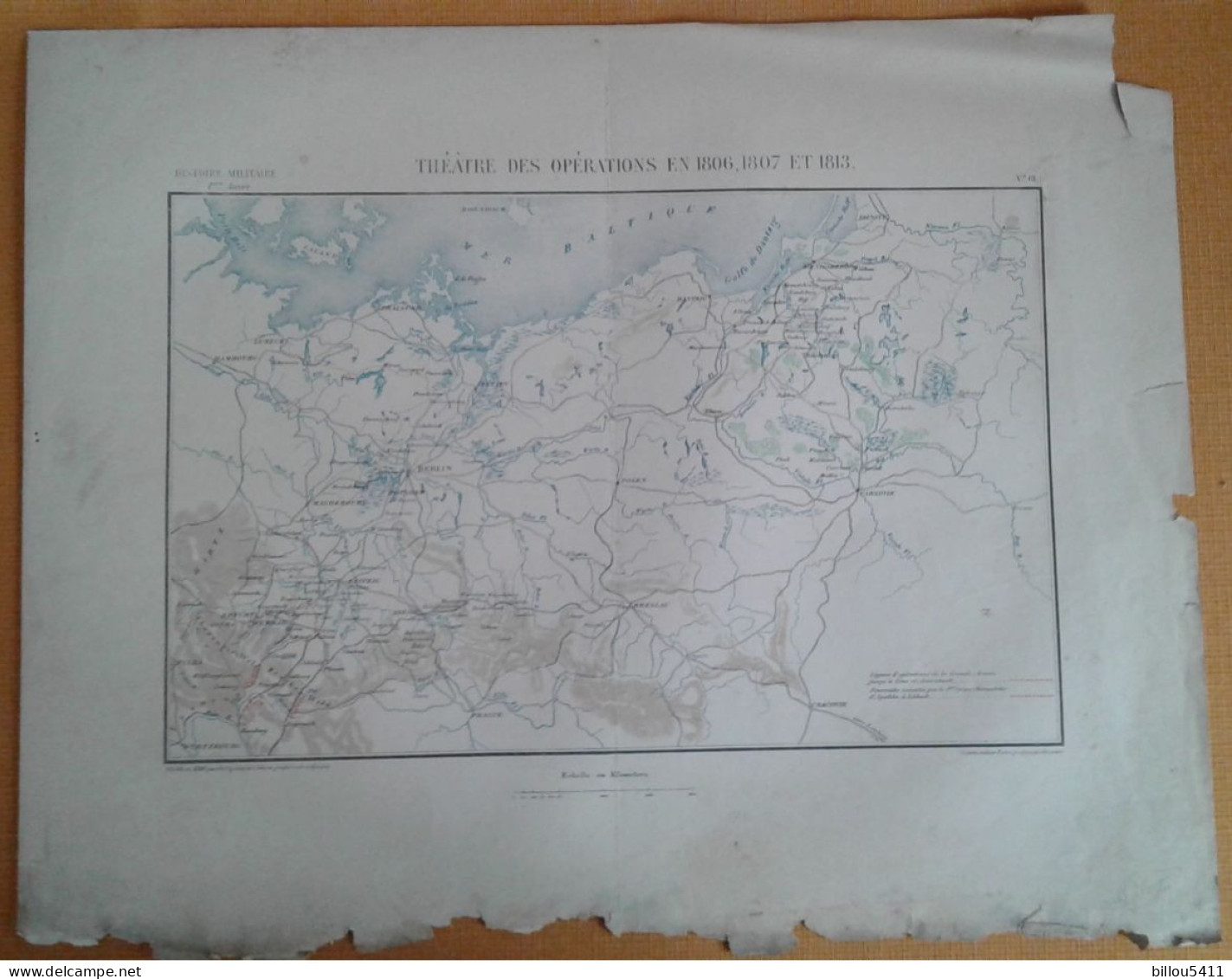 Carte  Histoire Militaire à Iéna Et Auerstaedt 1806/07/13 LUBECK ; BERLIN; LEIPZIG  Ech: En Kilométres - Mapas Topográficas
