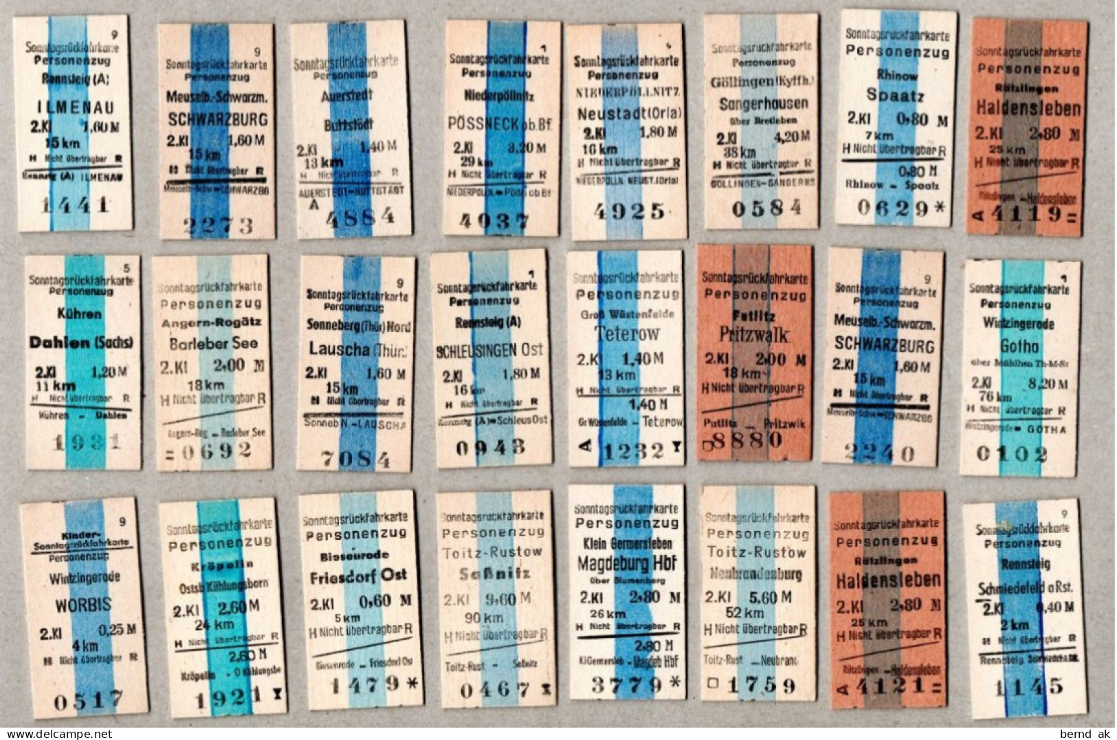 20] BRD (DR Der DDR)  - 24  Pappfahrkarten Für Sonntagsrückfahrkarte - Europa