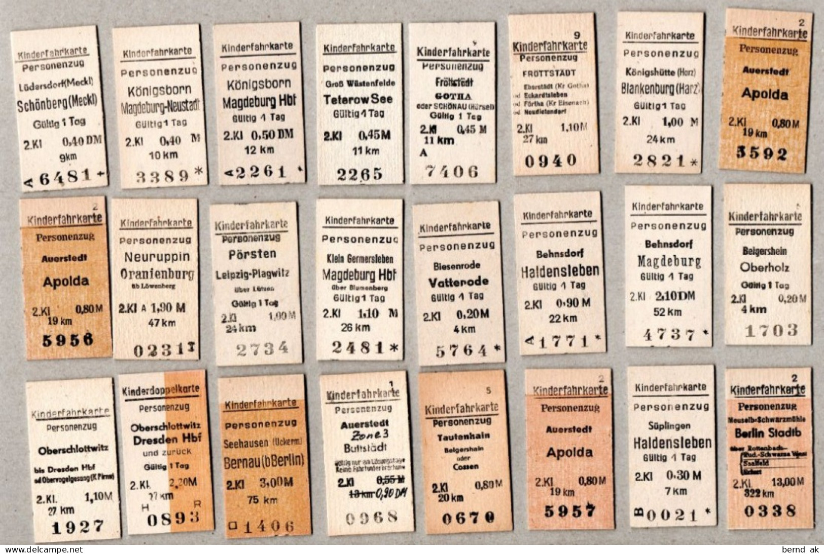 14] BRD (DR Der DDR)  - 24  Pappfahrkarten - Kinderfahrkarten - Europa