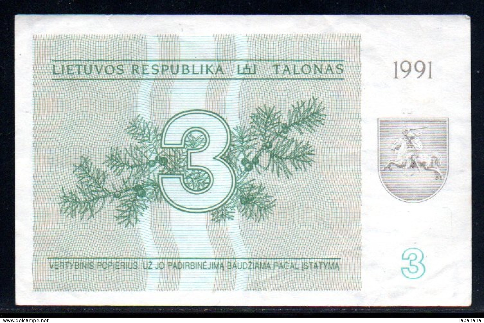 509-Lituanie 3 Talonas 1991 CZ530 - Litauen