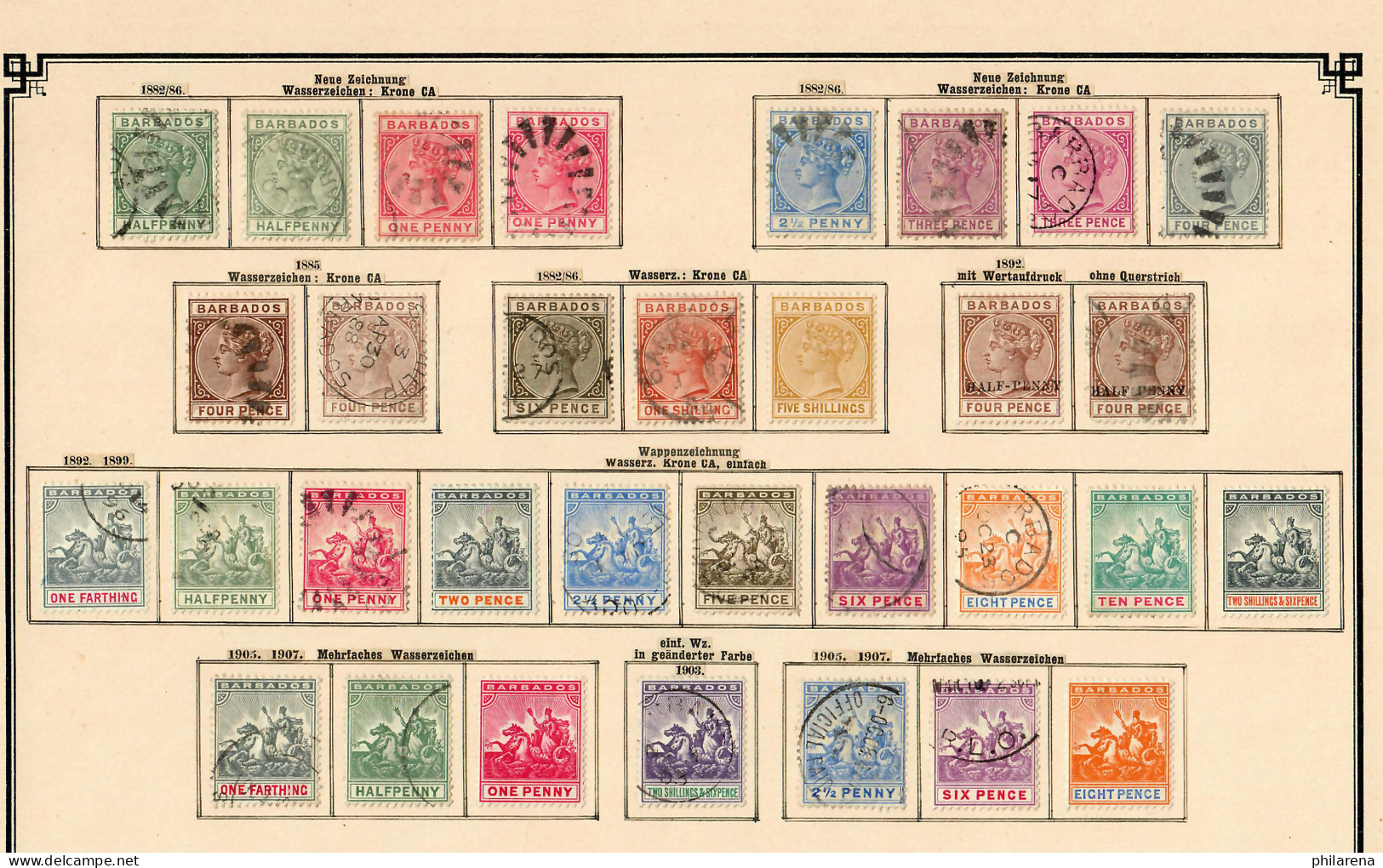 Barbados 1852-1907: Nearly Complete Stamp Collection, Incl. Stempelmarken, */o - Barbados (1966-...)