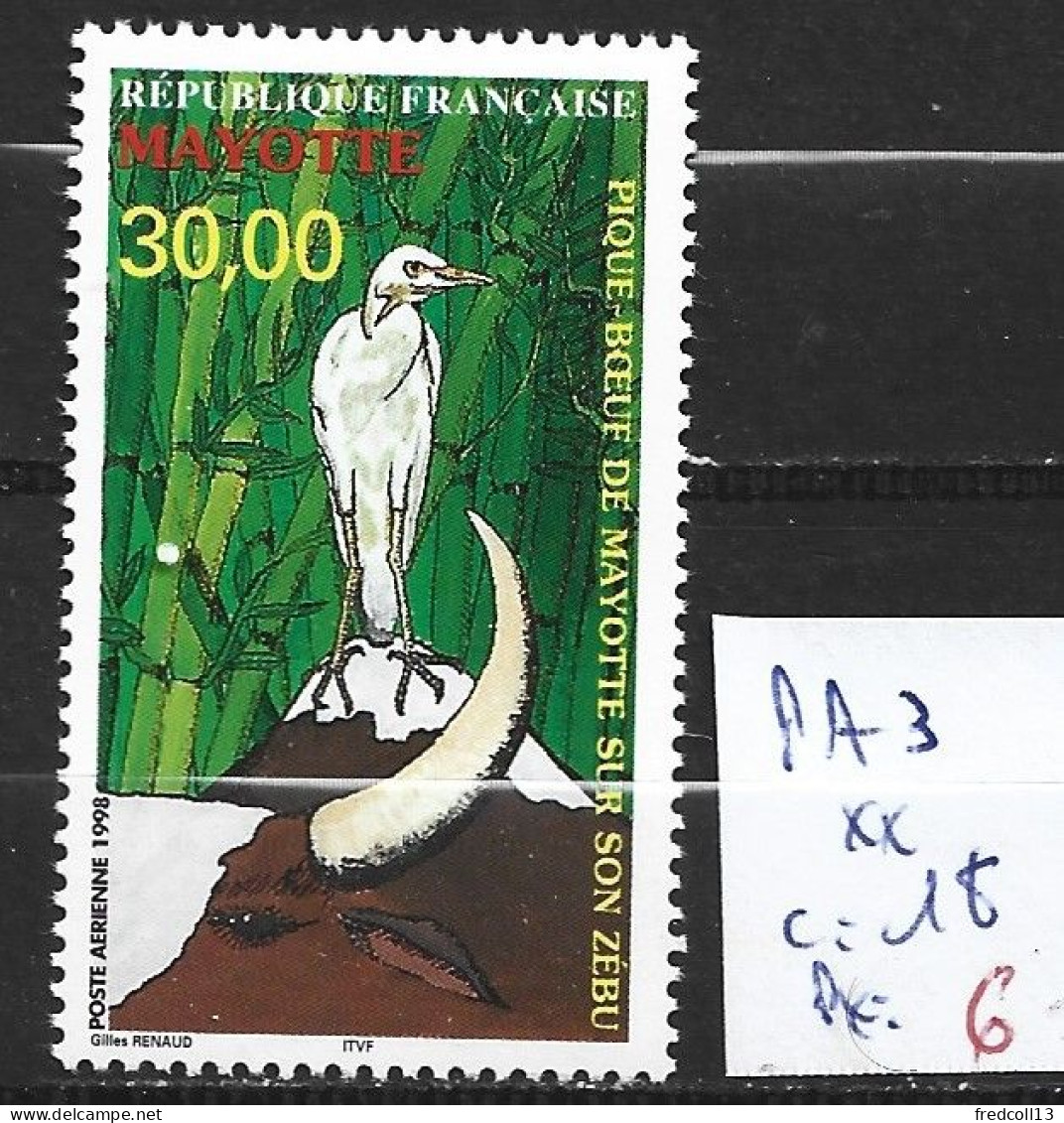 MAYOTTE PA 3 ** Côte 18 € - Airmail