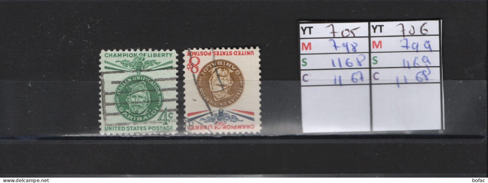 PRIX FIXE Obl  705 706 YT 798 799 MIC 1168 1169 SCOT 1167 1168 GIB Giuseppe Garilbaldi 1960  Etats Unis 58A/09 - Used Stamps