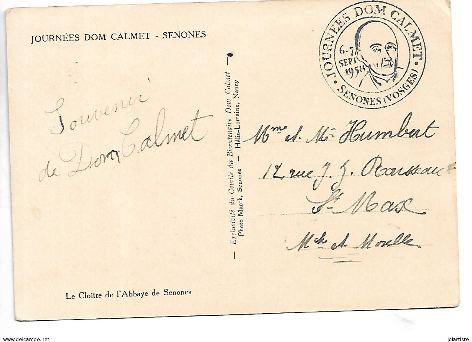 D 88 Cp Senones Journees Dom Calmet Sept 1958 N0167 - Senones