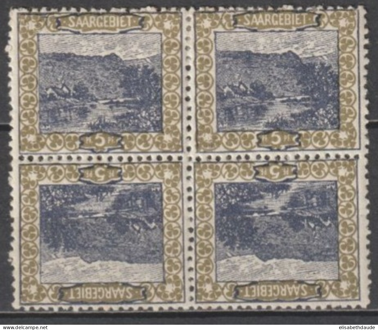 SAAR / SARRE - 1921 - YT N° 53c BLOC De 4 TETE-BECHE * MH - COTE = 36 ++EUR. - Unused Stamps