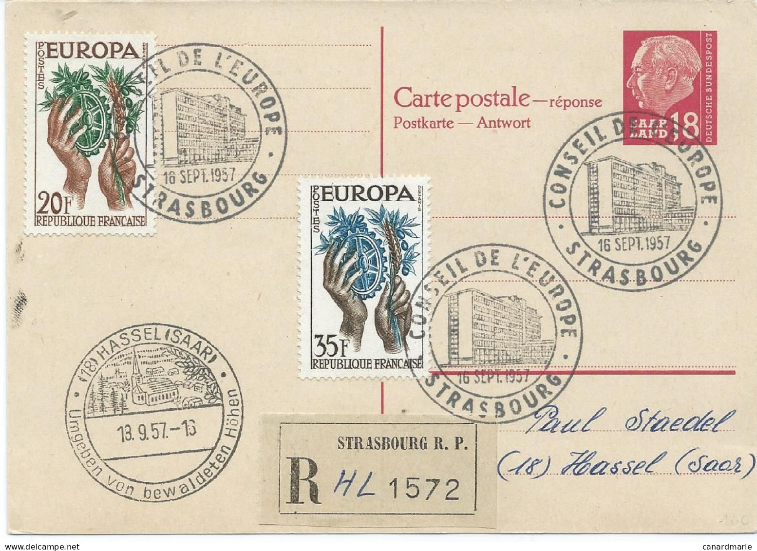 2 ENTIERS POSTAUX REPONSE A 12 ET 18 F AVEC AFFRANCHISSEMENT COMPLEMENTAIRE - Postal  Stationery