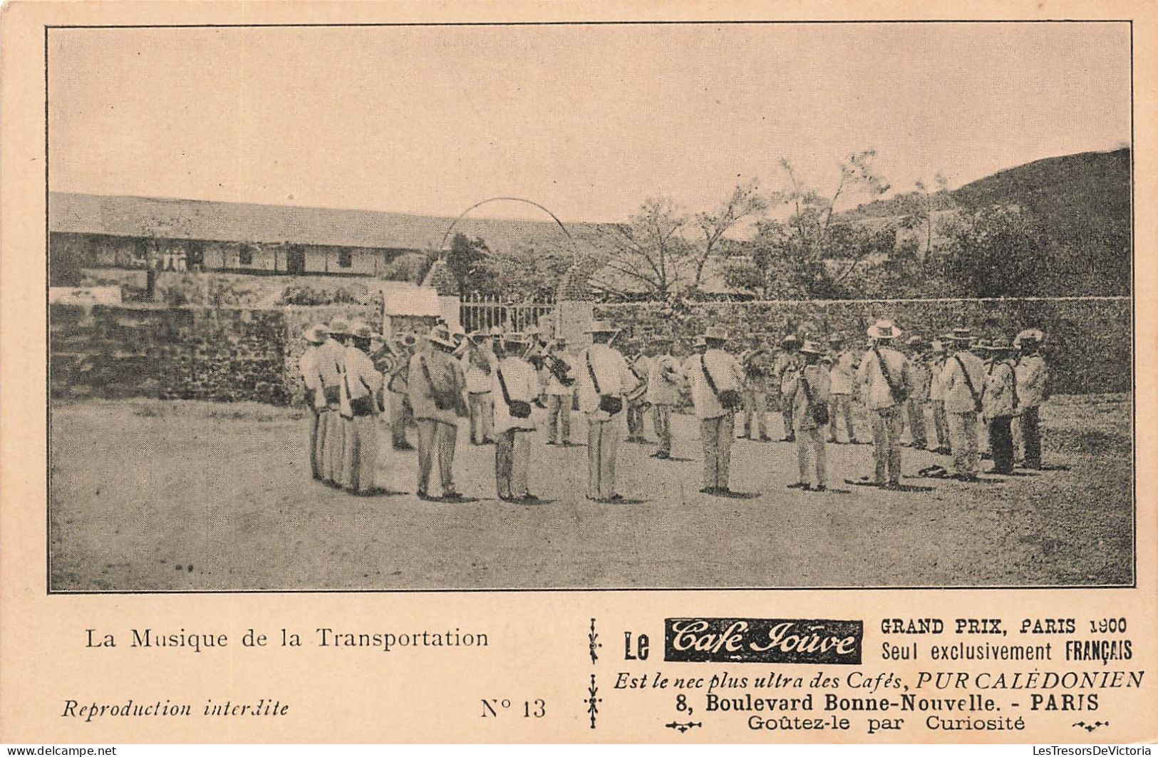 Nouvelle Calédonie - La Musique De La Transportation  - Publicité - Café Jouve  -  Carte Postale Ancienne - New Caledonia