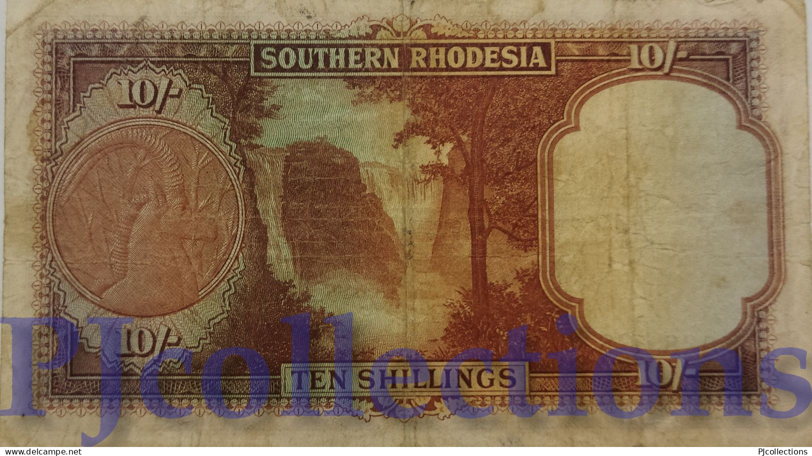 SOUTHERN RHODESIA 10 SHILLINGS 1944 PICK 9b F/VF GOOD SERIAL NUMBER A/30 038038 RARE - Rhodesien