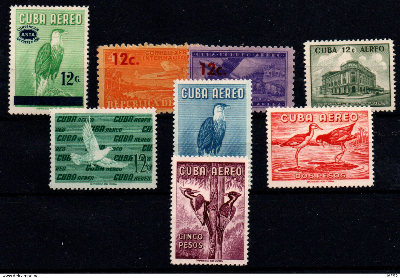 Cuba (aéreo) Nº 198/202C. Año 1959/62 - Poste Aérienne