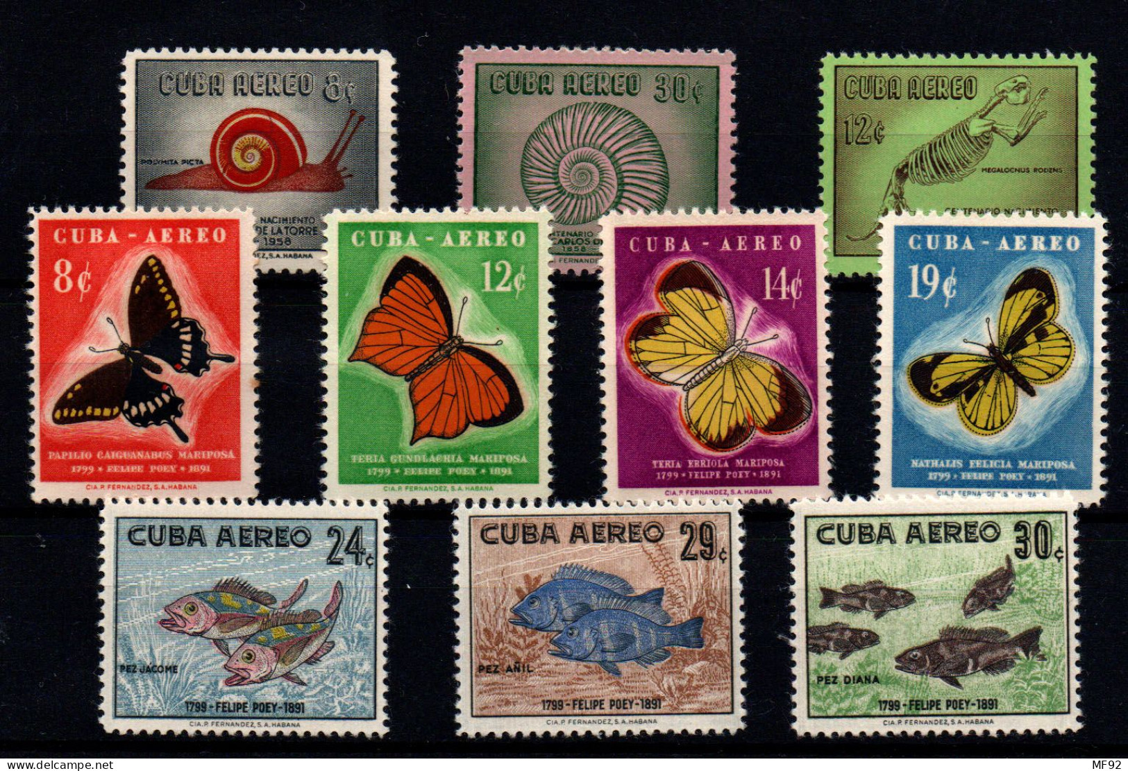 Cuba (aéreo) Nº 182/91. Año 1958 - Airmail