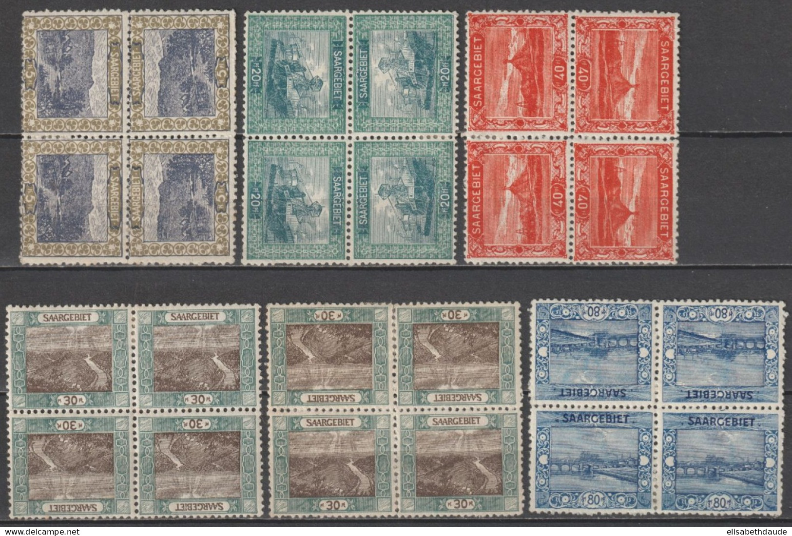 SAAR / SARRE - 1921 - LOT De  BLOC De 4 TETE-BECHE * MH - COTE YVERT = 536 ++ EUR. - Nuovi