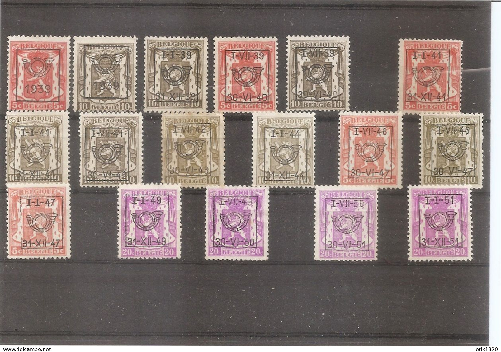 BELGIUM: Timbres Préoblitérés Typographiquement - Typografisch Voorafgestempelde Zegels - Typos 1936-51 (Petit Sceau)