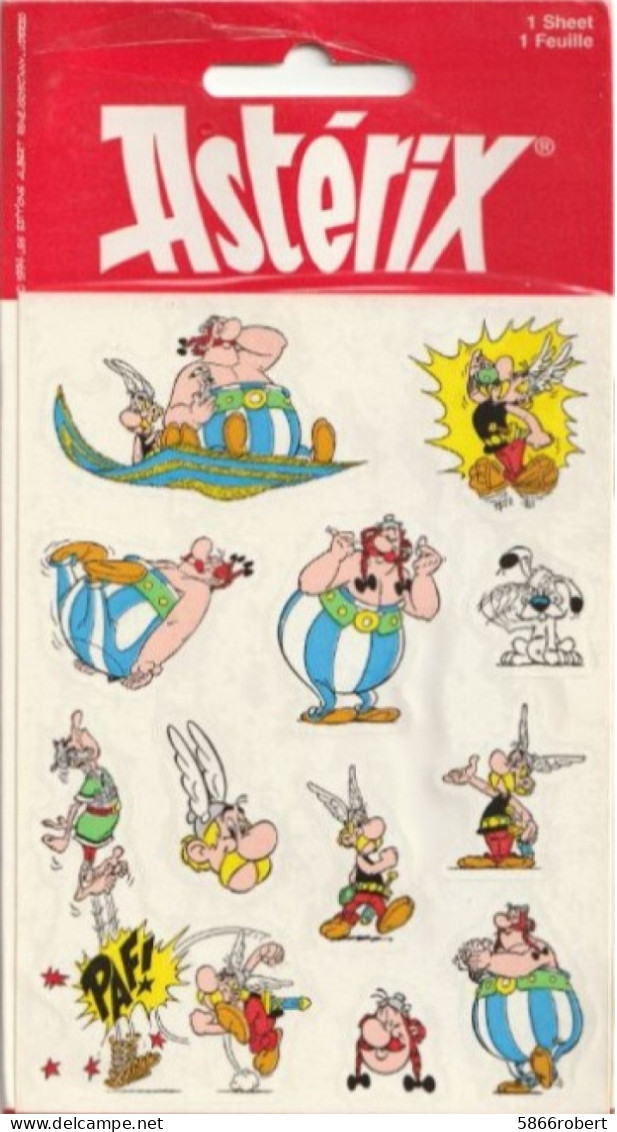 CARTE POSTALE DE 1994 : ASTERIX ; OBELIX ; IDEFIX ; 10 AUTOCOLLANTS  PRINTED IN CANADA - Bandes Dessinées