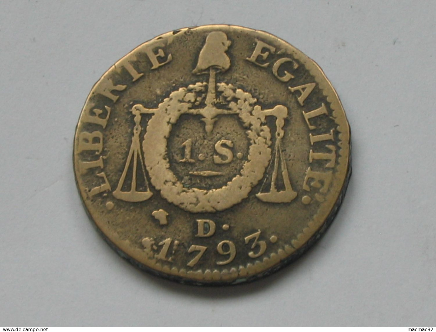 1 Sol Aux Balances - 1793 D (Dijon)    **** EN  ACHAT IMMEDIAT **** - 1792-1975 Convention (An II – An IV)