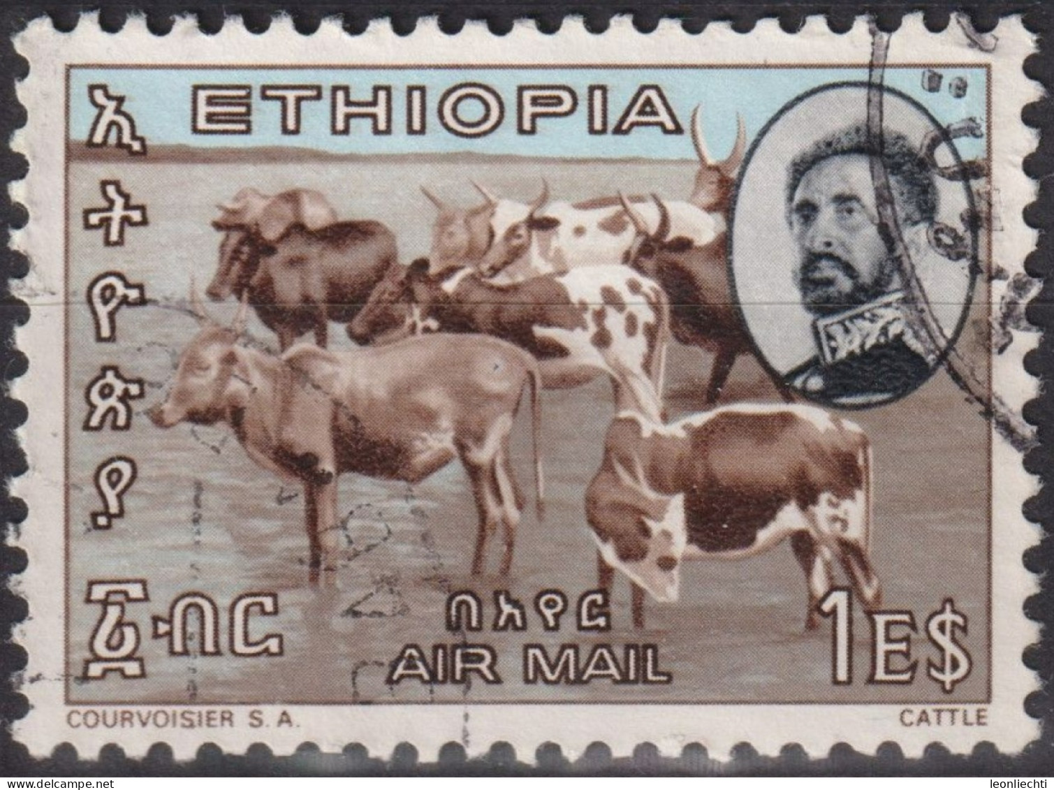 1965 Äthiopien Air Mail ° Mi:ET 515, Sn:ET C94, Yt:ET PA91, Emperor Haile Selassie, Cattle (Bos Primigenus Taurus),Kühe - Etiopia
