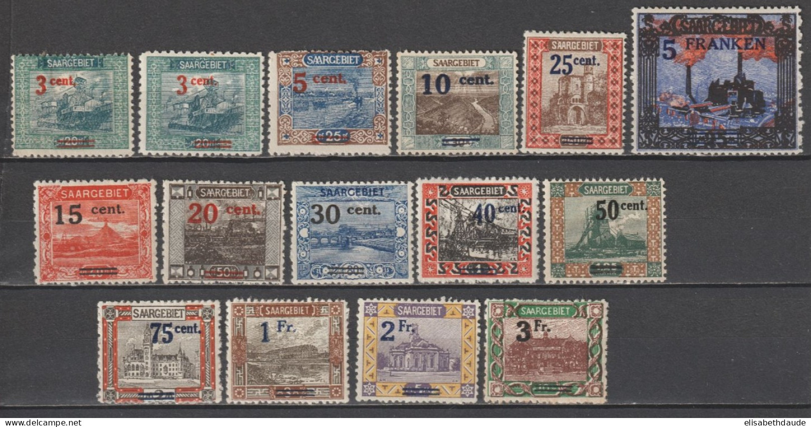 SAAR / SARRE - 1921 - SERIE COMPLETE YT N° 69/82 + 69 * MH  - COTE = 110 EUR. - Unused Stamps