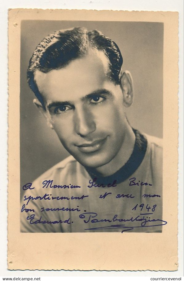Photographie 9X14cm - EDOUARD PAMBOUKDJIAN, Dédicacée "A Monsieur Surel, Sportivement Et Avec... 1948 - Wielrennen