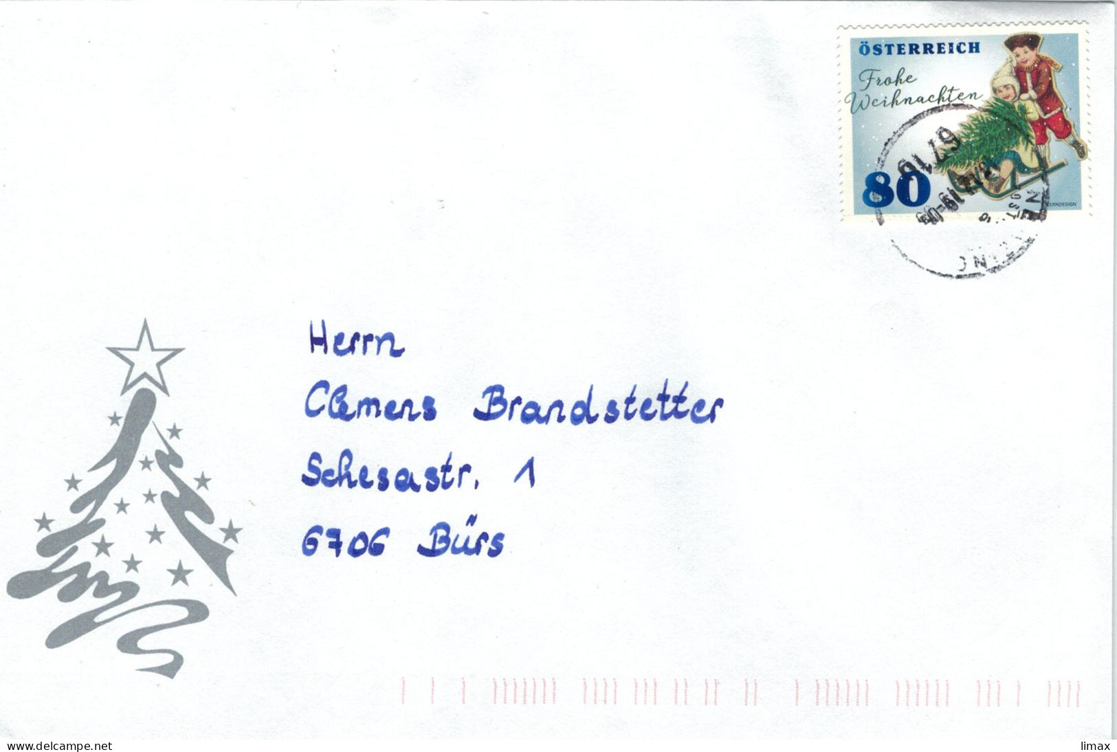 Weihnacht 2019 Schlitten Rodel Christbaum - Storia Postale