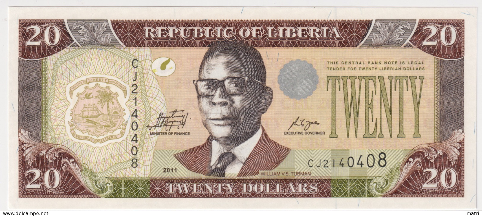 Liberia 20 Dollars 2011 P-28 - Liberia