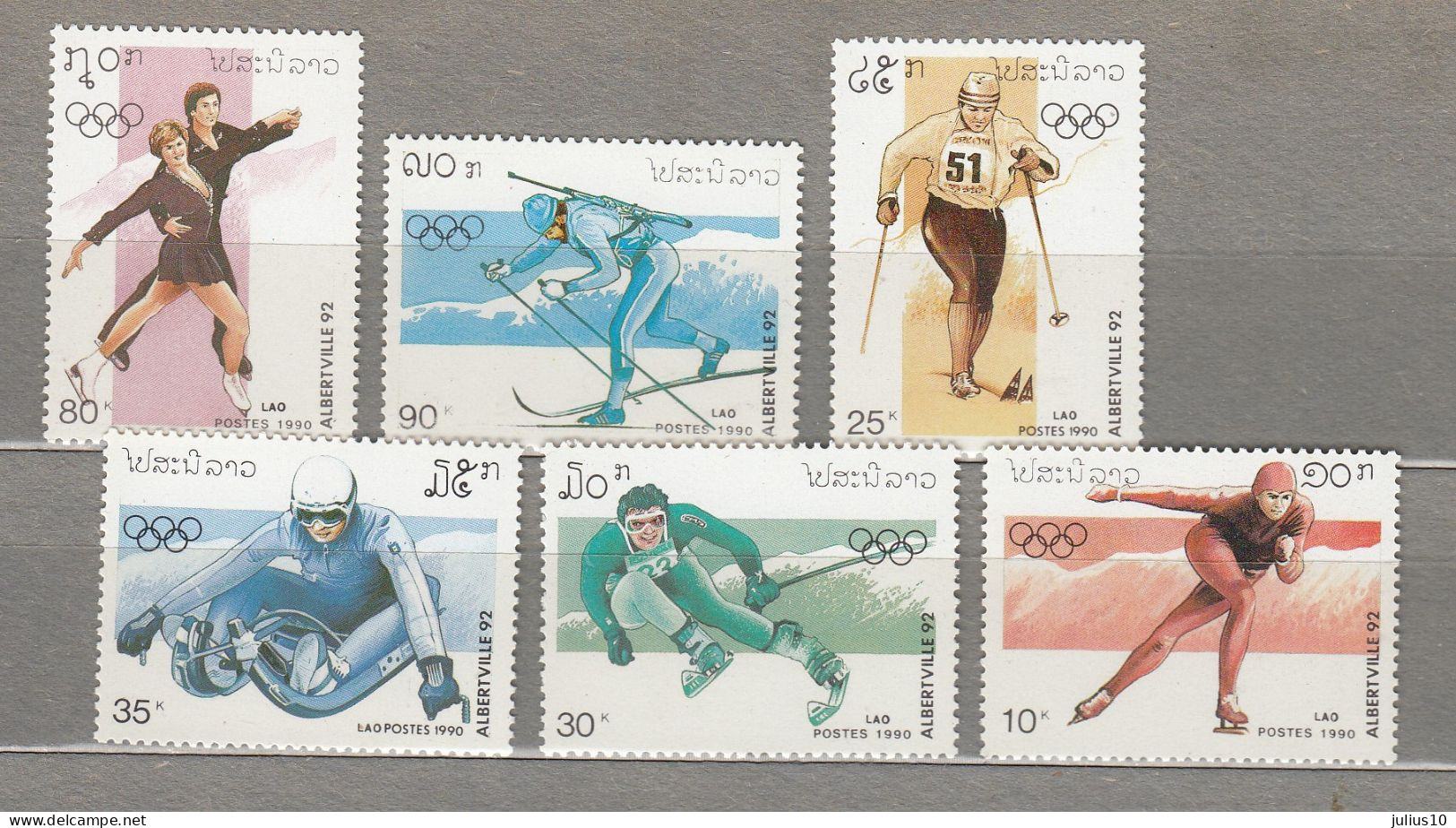 LAOS 1990 Winter Olympic Games Albertville MNH (**) Mi 1210-1215 #Sport99 - Hiver 1992: Albertville