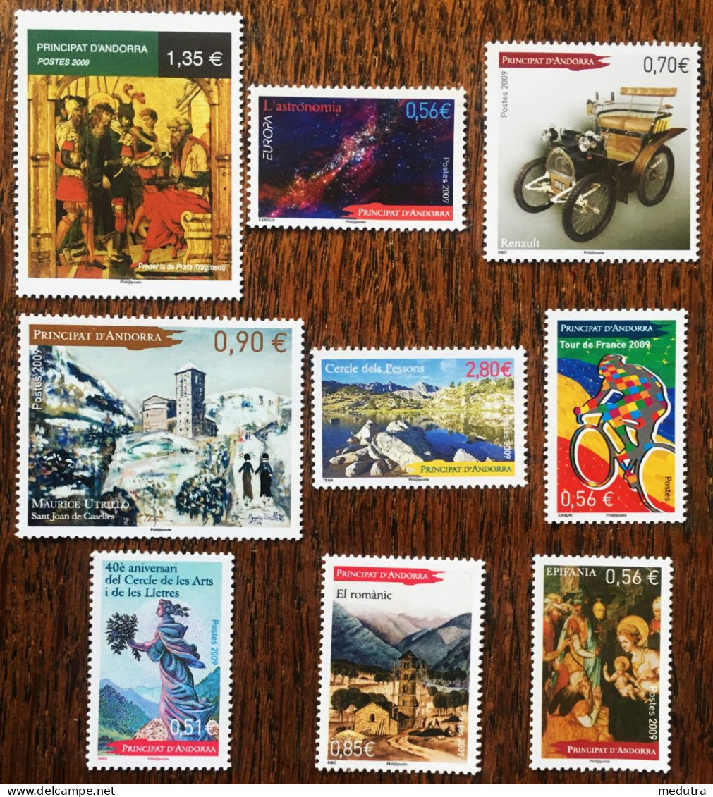 Andorre Neuf** : Année Complète 2009 (666 à 680) 15 Timbres Dont Un Feuillet (2 Photos) - Unused Stamps