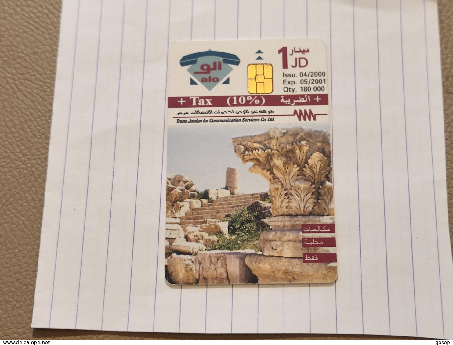 JORDAN-(JO-ALO-0081)-Jerash-(33)-(1003-650959)-(1JD)-(05/2001)-used Card+1card Prepiad Free - Jordanië