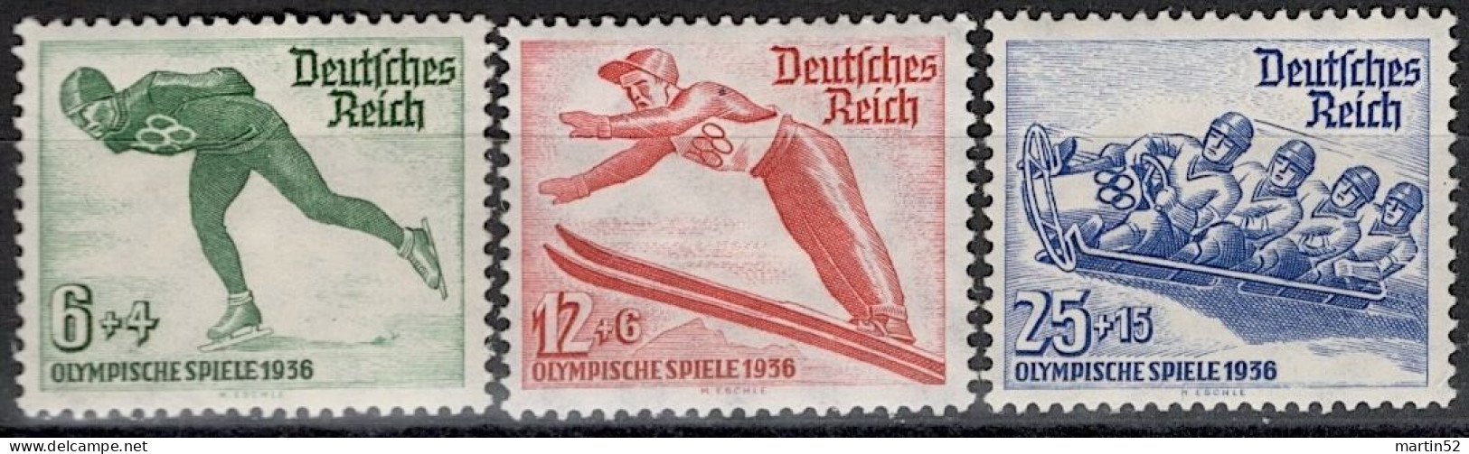 Deutsches Reich Allemagne Germany 1936: Winter-Olympiade Garmisch-Partenkirchen  "Skate Saut Bob" Michel-N° 600-602 * - Winter 1936: Garmisch-Partenkirchen