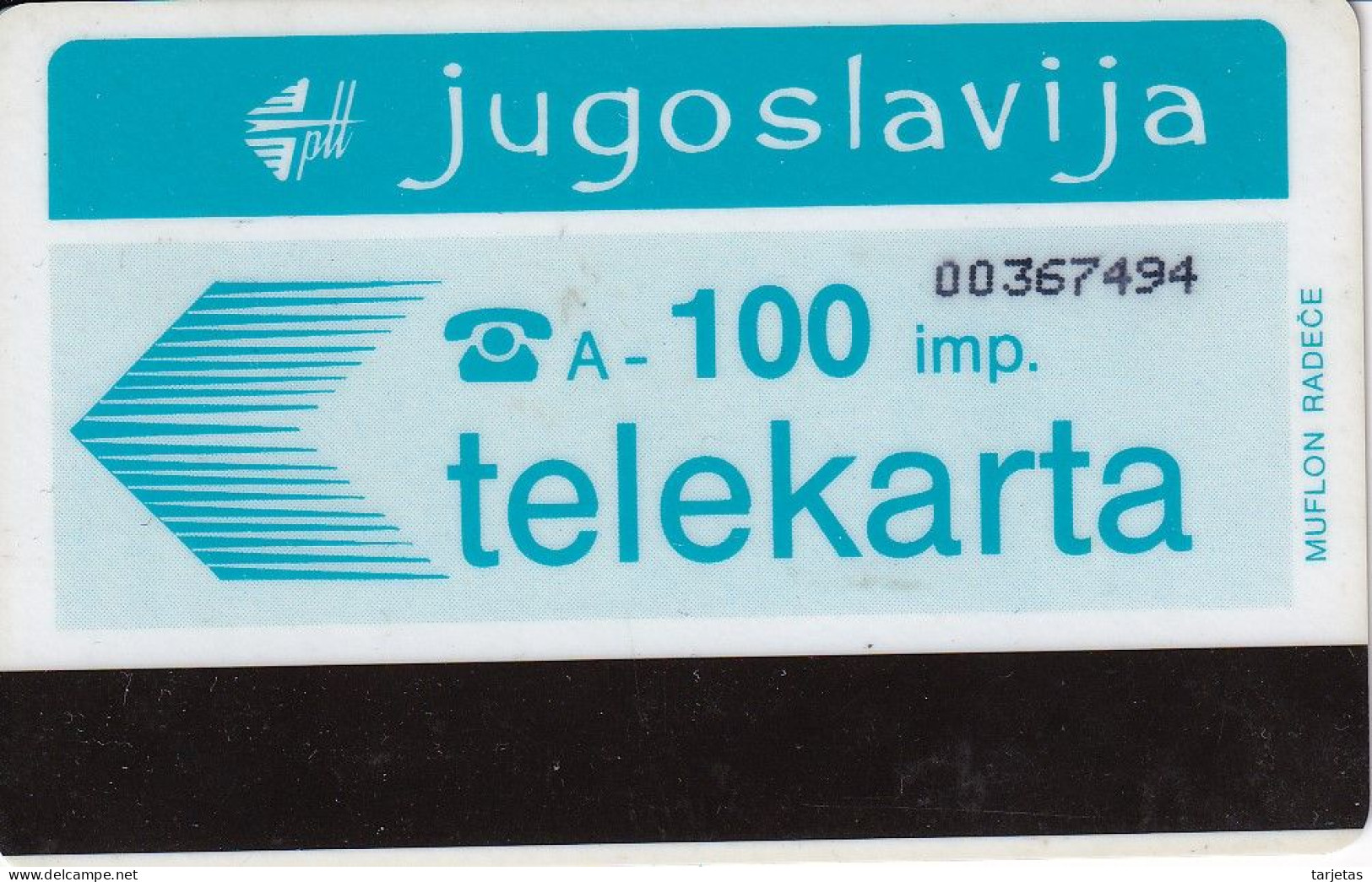 TARJETA DE YUGOSLAVIA DE 100 IMP - ZAGREB - Yugoslavia