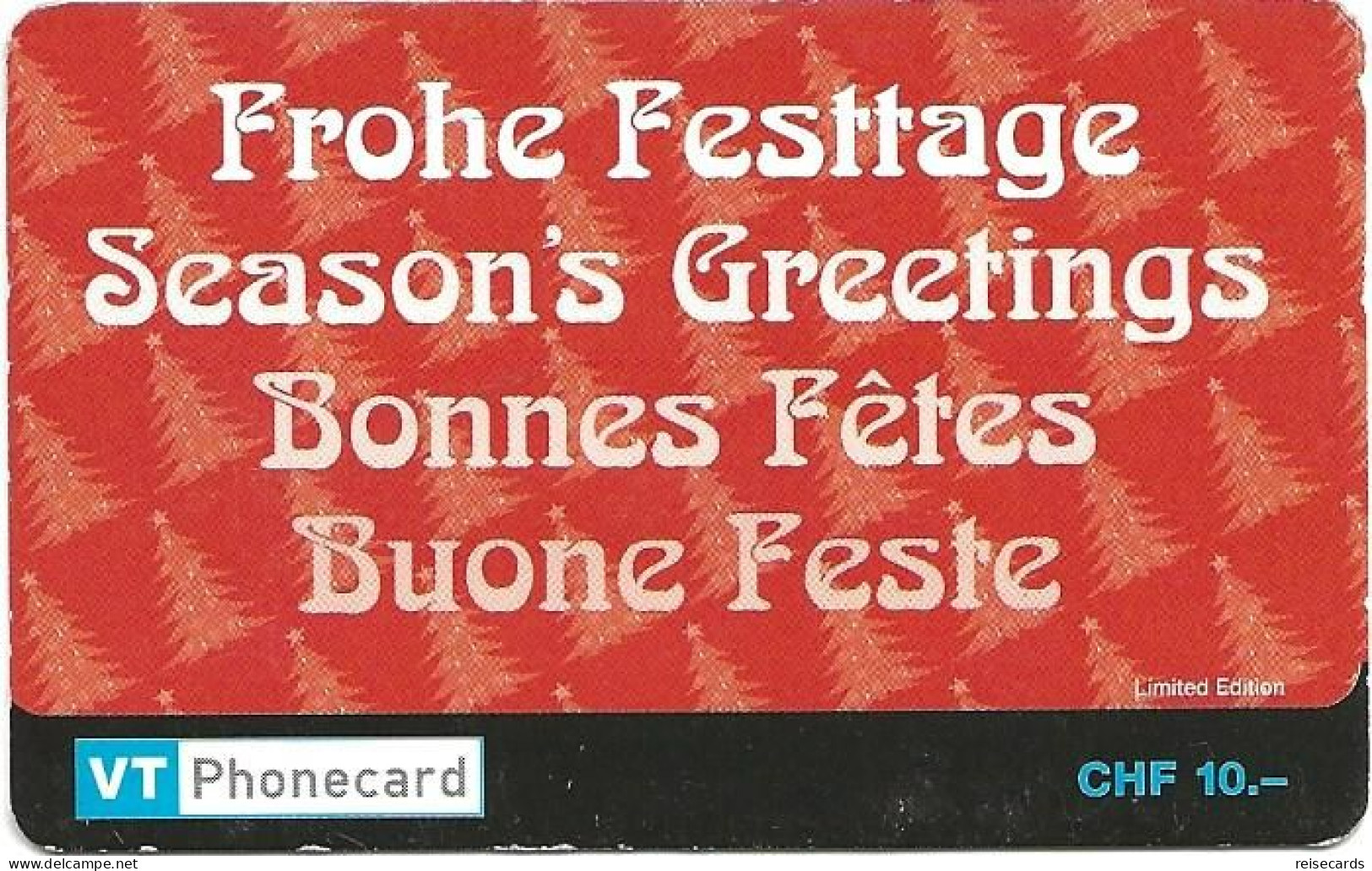 Switzerland: Prepaid VT - Frohe Festtage - Switzerland