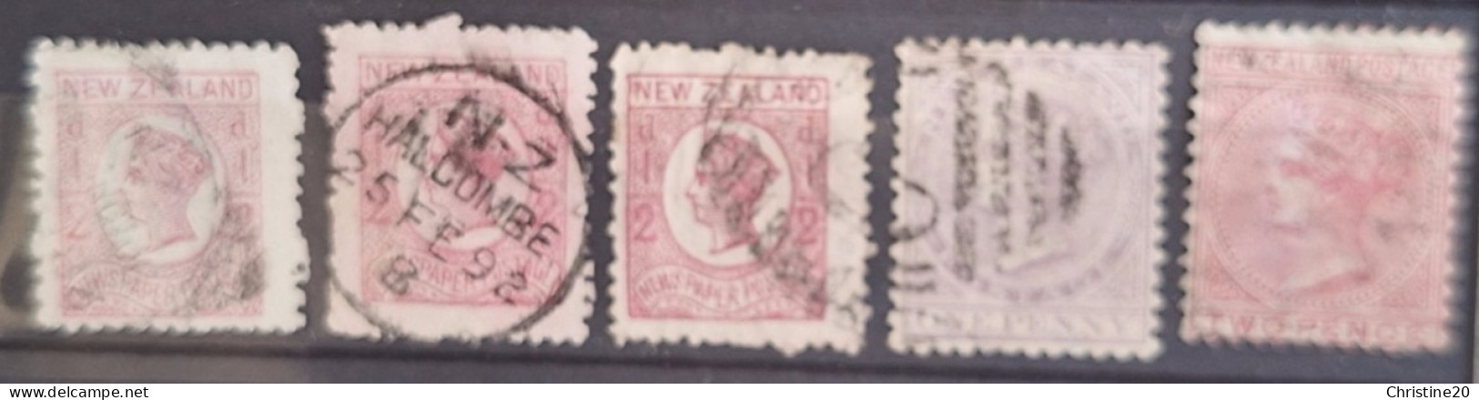 Nouvelle-Zélande 1877/78 N°48X3 + N°52/53 Ob TB Cote 20€ - Usati