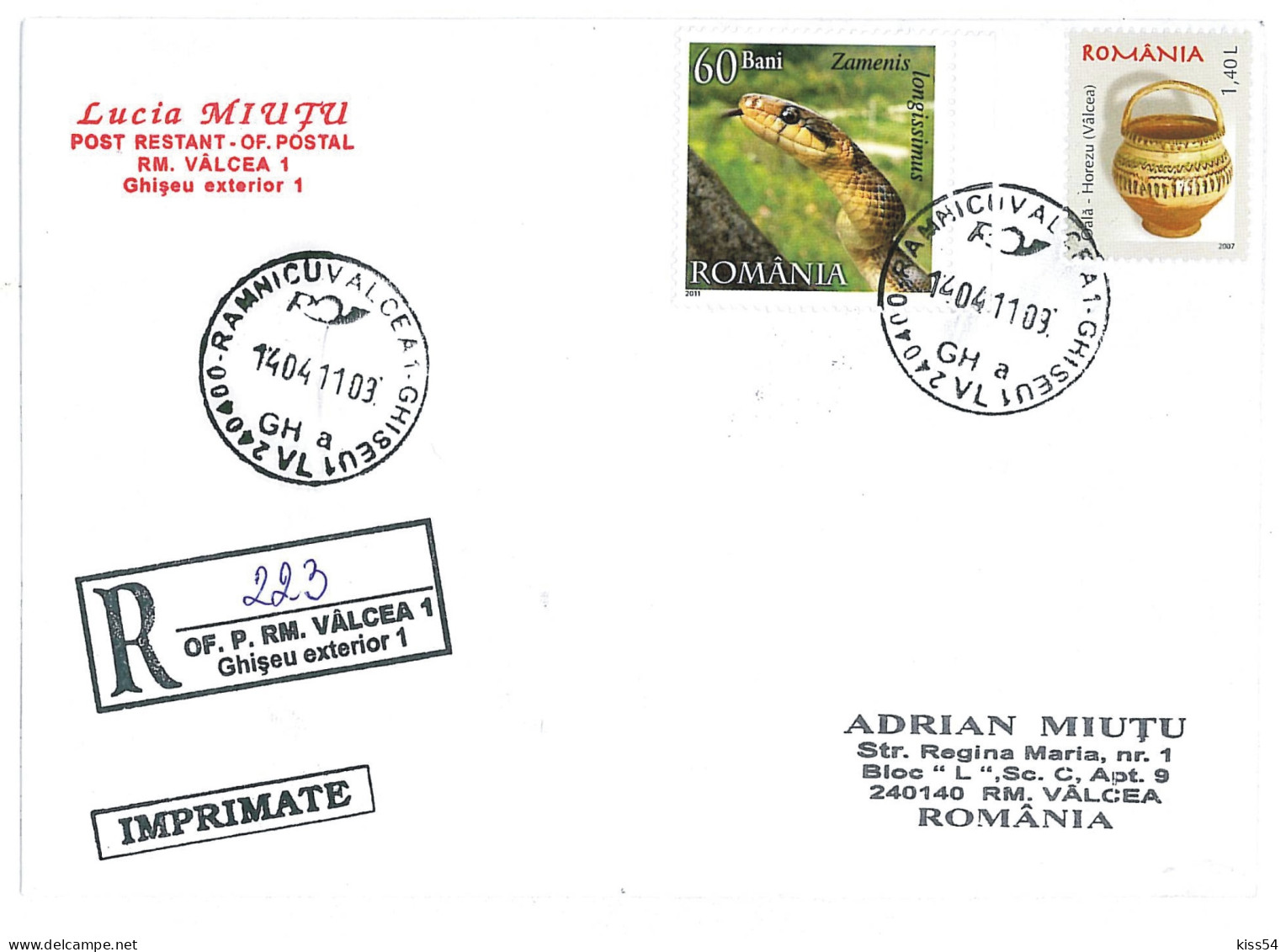 NCP 35 - 223-a SNAKE, Romania - Registered - 2011 - Serpenti