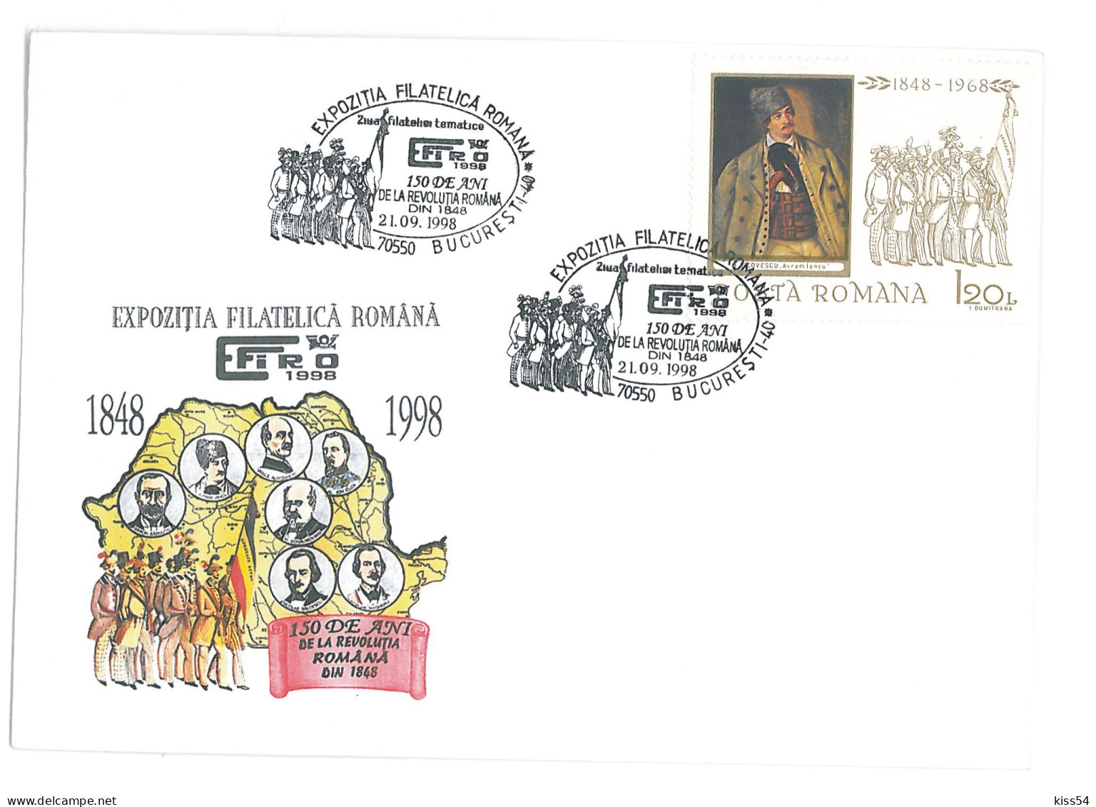 COV 53 - 3009 - 150 De Ani De La Revolutia Din 1848, Romania - Cover - Used - 1998 - Storia Postale