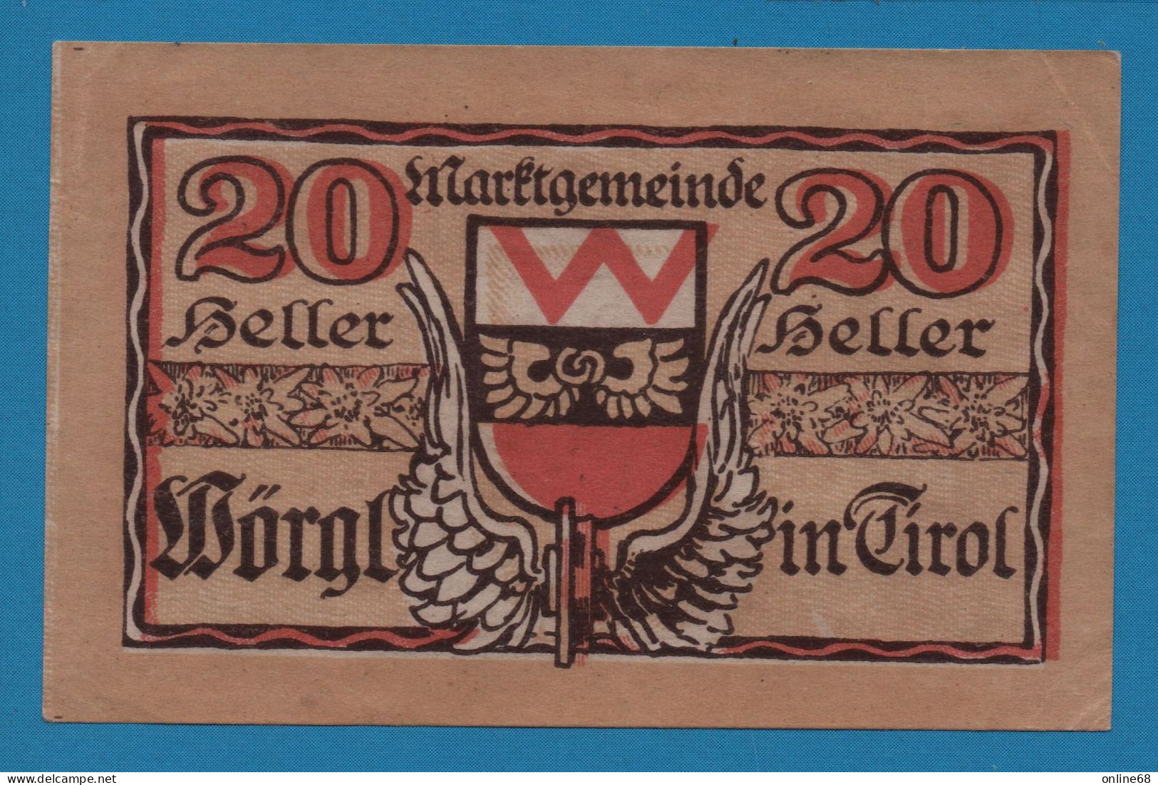 AUSTRIA Wörgl Tirol Marktgemeinde 20 HELLER No Date-31/12/1920 5. AUFLAGE NOTGELD Catalog # FS 1252 - Oesterreich