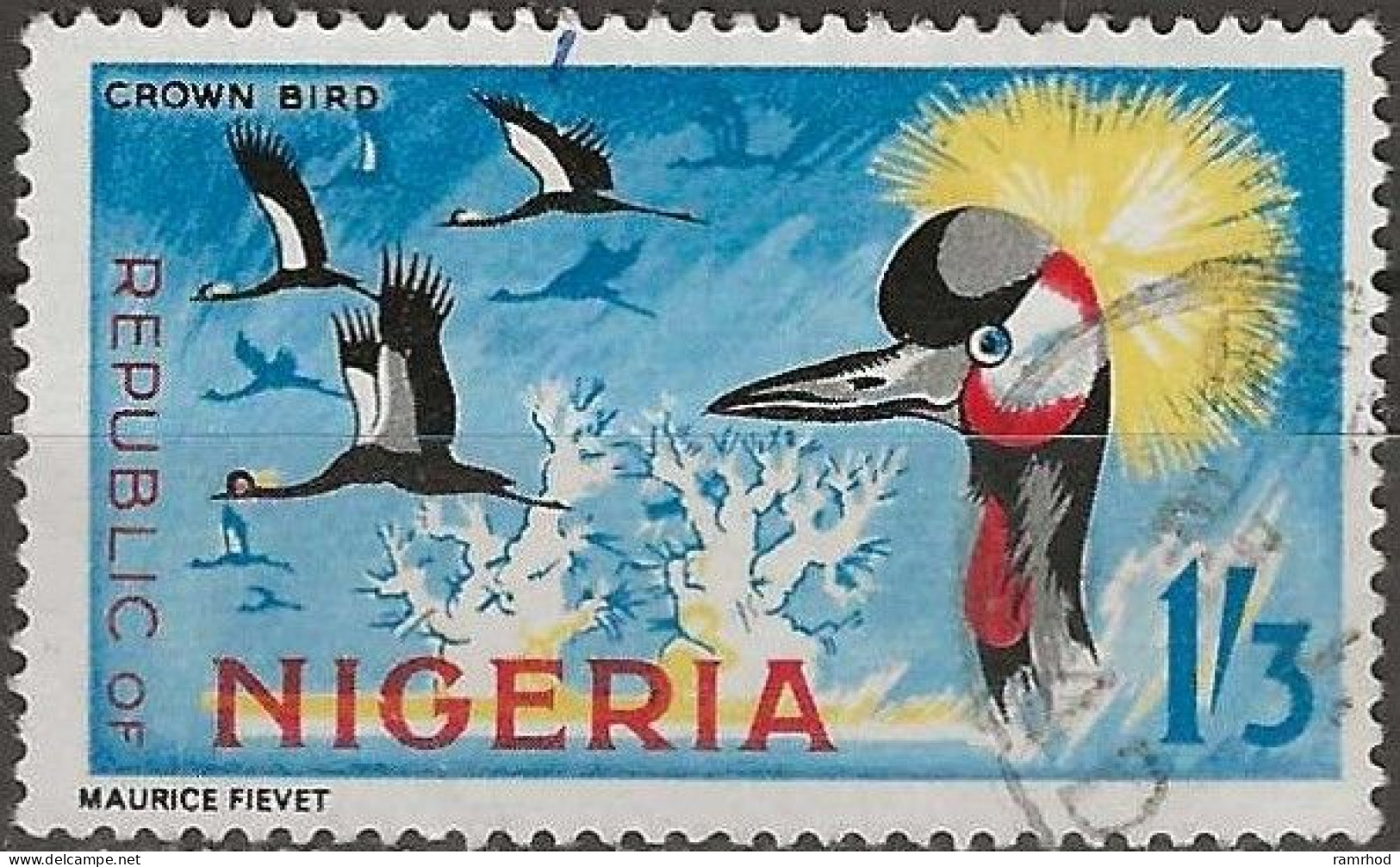 NIGERIA 1965 Crowned Cranes - 1s.3d. - Multicoloured FU - Nigeria (1961-...)