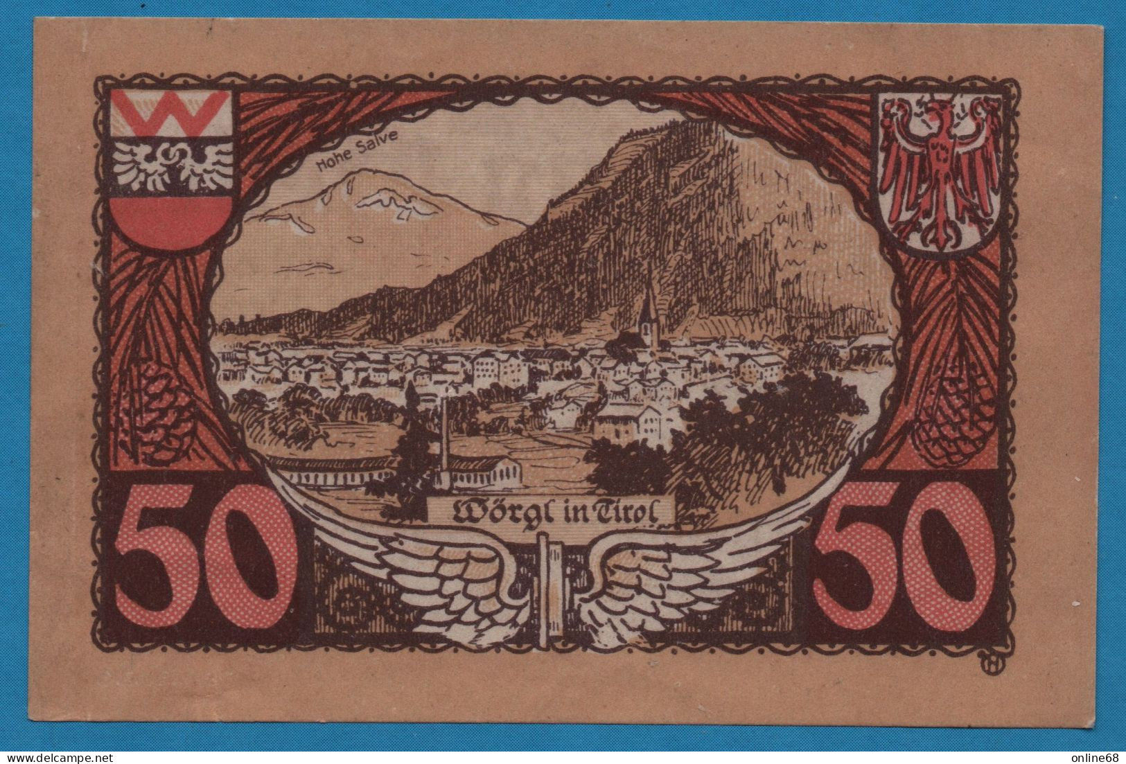 AUSTRIA Wörgl Tirol Marktgemeinde 50 HELLER No Date-31/12/1920 NOTGELD Catalog # FS 1252 - Oesterreich