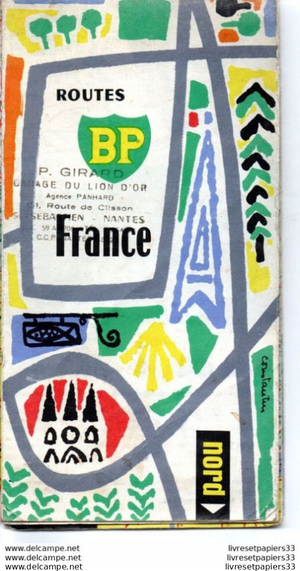 Carte Routière BP Garage Du Lion D'or P. Girard Nantes  (N°1) - Wegenkaarten