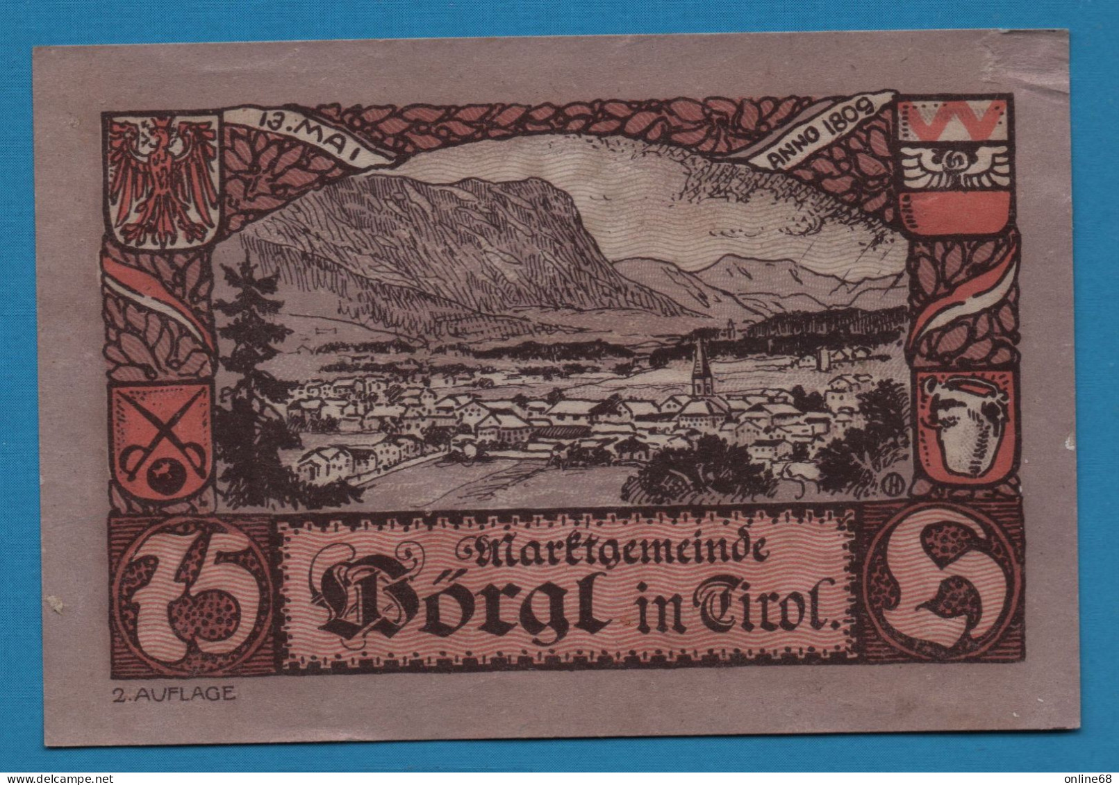 AUSTRIA Wörgl Tirol Marktgemeinde 75 HELLER No Date-31/12/1920 2. AUFLAGE NOTGELD Catalog # FS 1252 - Oesterreich