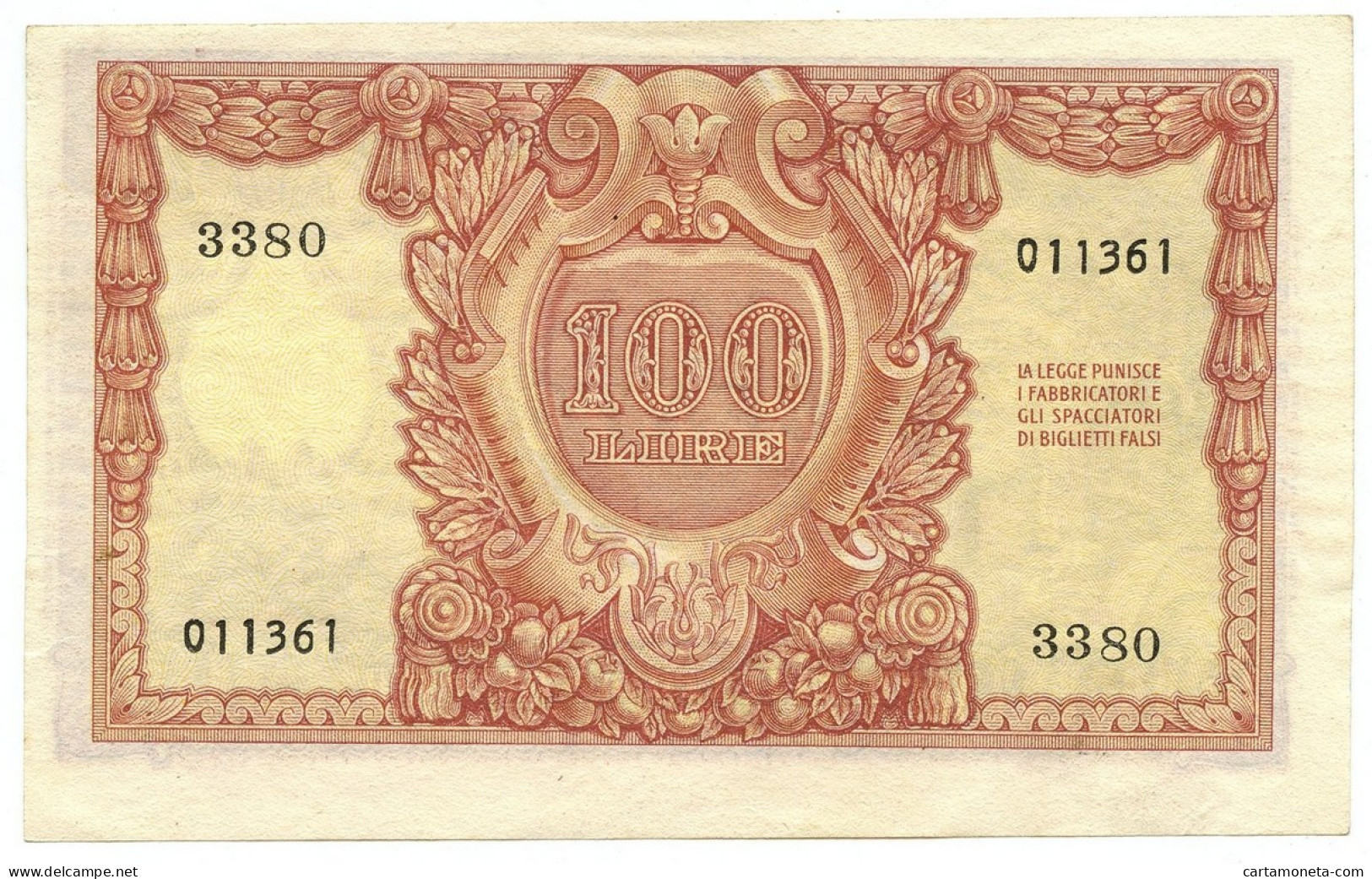 100 LIRE BIGLIETTO DI STATO ITALIA ELMATA DI CRISTINA 31/12/1951 SUP - Otros & Sin Clasificación