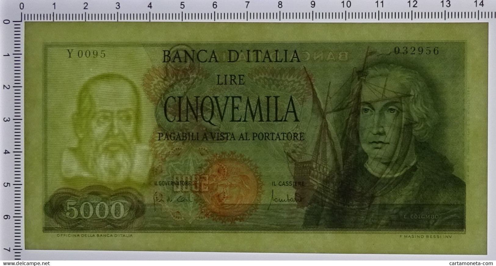 5000 LIRE CRISTOFORO COLOMBO I TIPO MEDUSA 20/01/1970 SUP+ - Autres & Non Classés