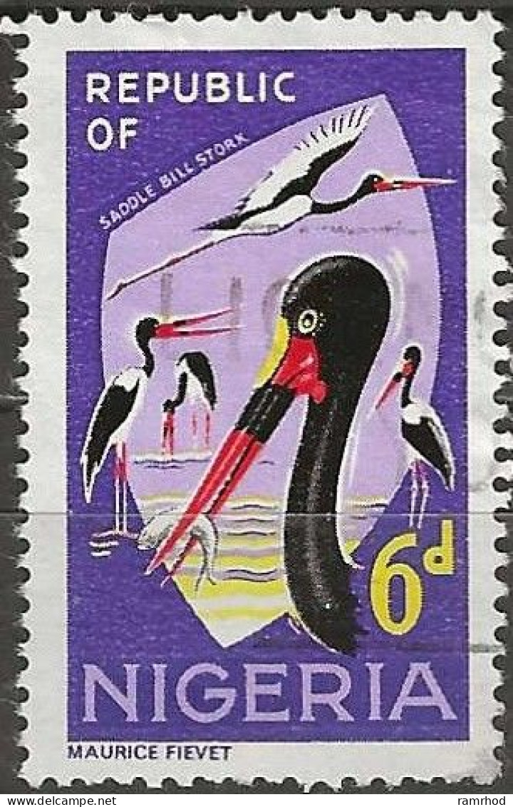 NIGERIA 1965 Saddle-bill Stork - 6d. - Multicoloured FU - Nigeria (1961-...)