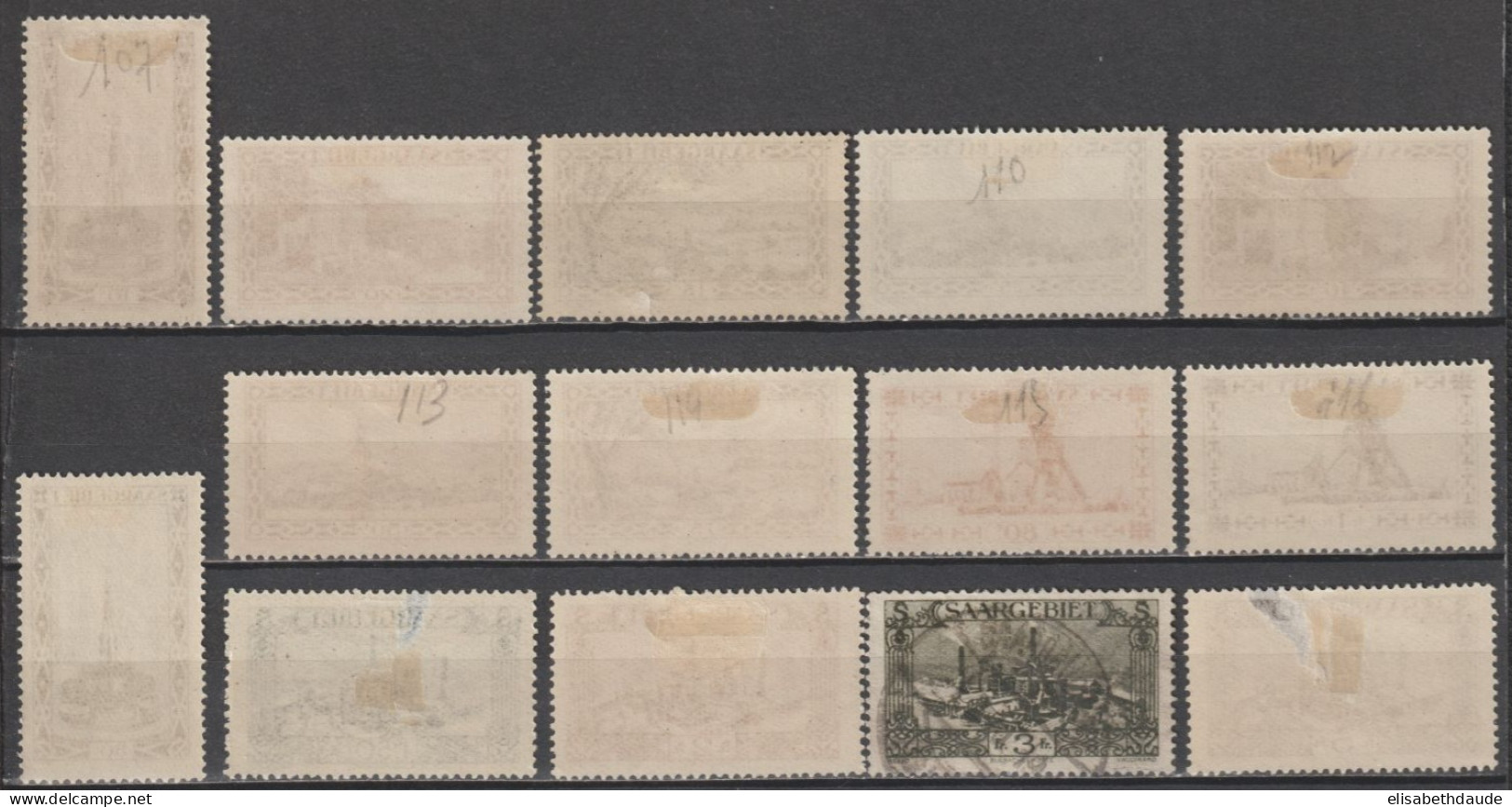 SAAR / SARRE - 1927 - SERIE COMPLETE YT N°107/120 * MH (119 OBLITERE) - COTE = 44 EUR. - Unused Stamps