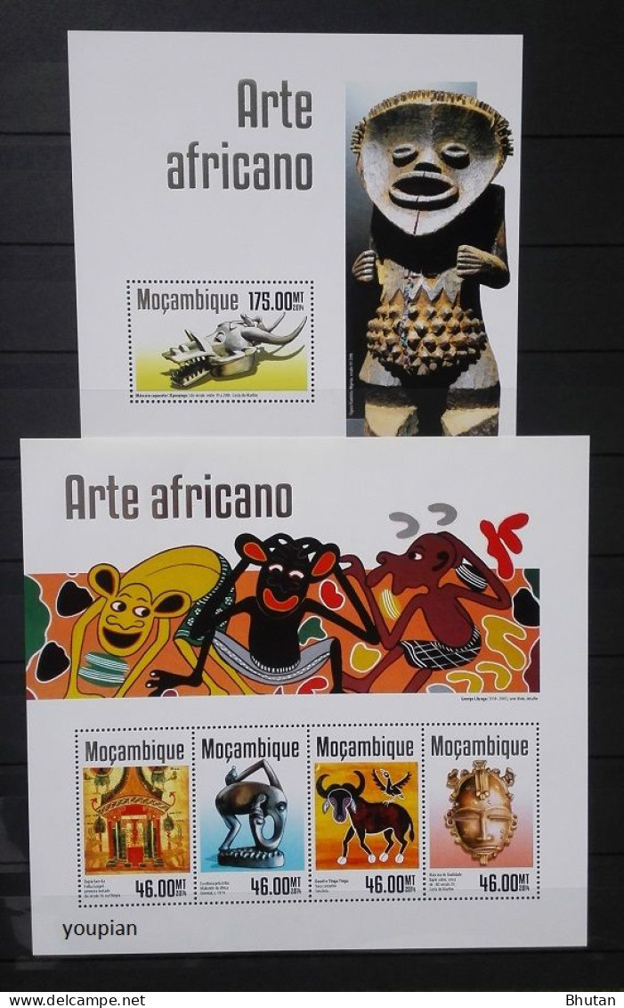 Mozambique 2014, African Art, Two MNH Unusual S/S - Mozambique