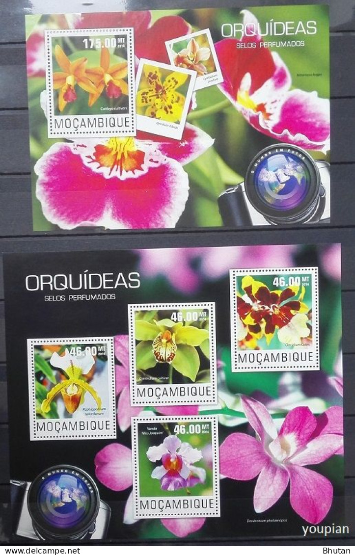 Mozambique 2014, Orchids, Two MNH Unusual S/S - Mozambique