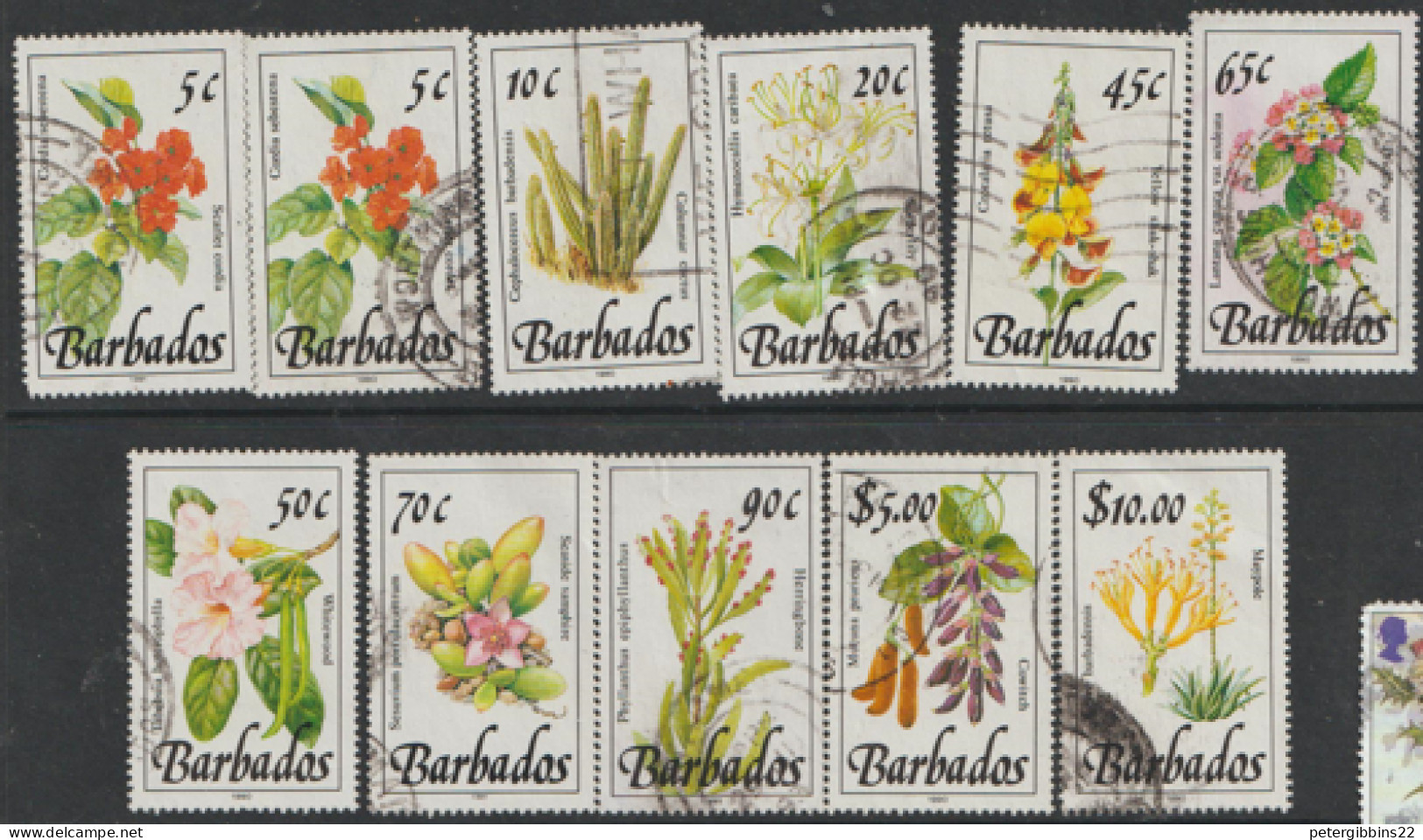 Barbados  1990-1 Flowers  Fine Used To $10 - Barbades (1966-...)