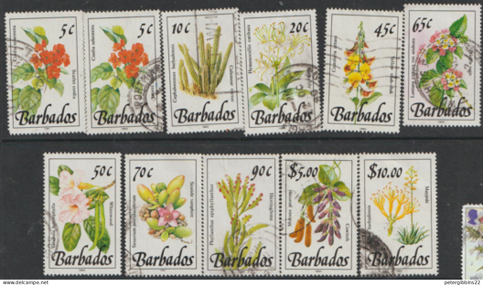 Barbados  1990-1 Flowers  Fine Used To $10 - Barbados (1966-...)